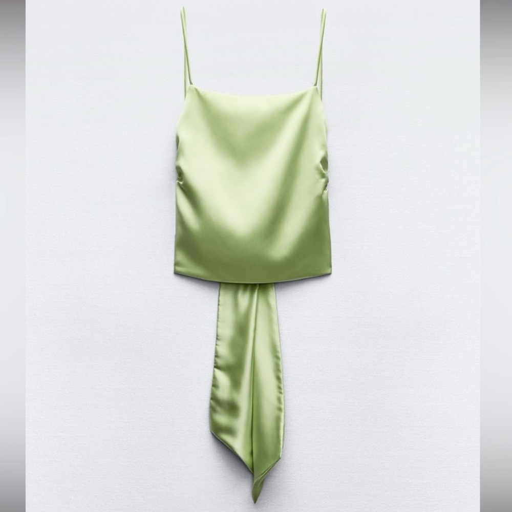 NWT Zara Satin Effect Top with Back Bow - Picture 2 of 9